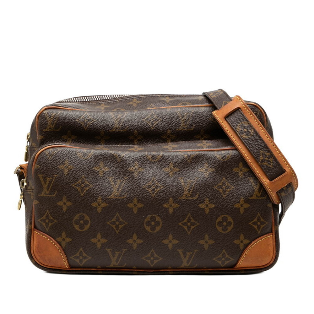Louis Vuitton Monogram Nile Crossbody Shoulder Bag Messenger M45244 Brown Lea...